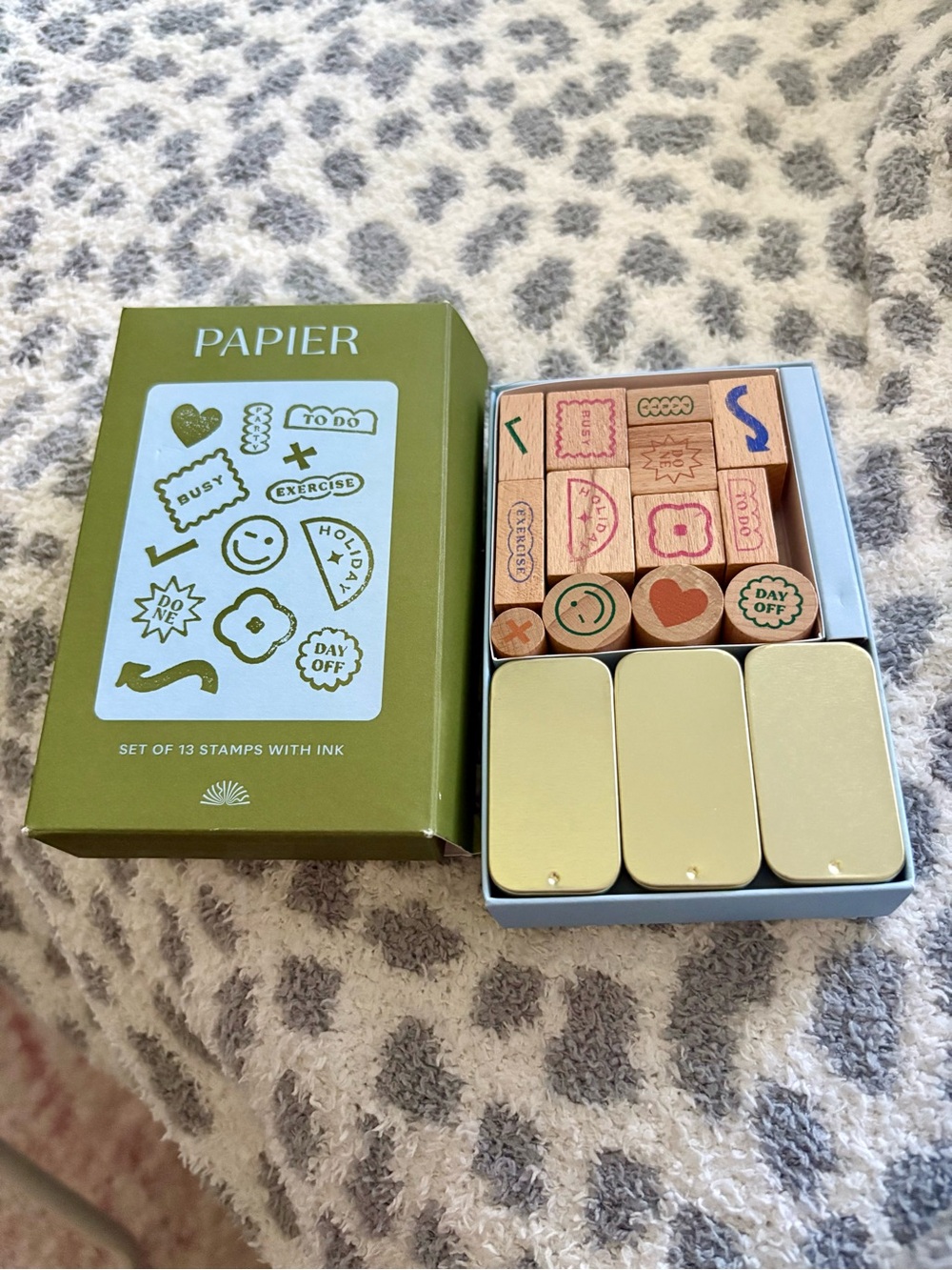 NWT Papier Stamp Set in Olive Green